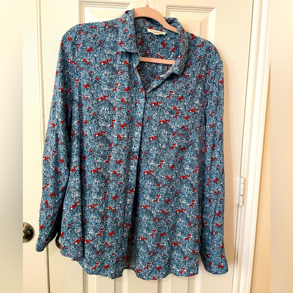 Beach Lunch Lounge Women's Casual Button Down Floral Soft Comfy Size XL